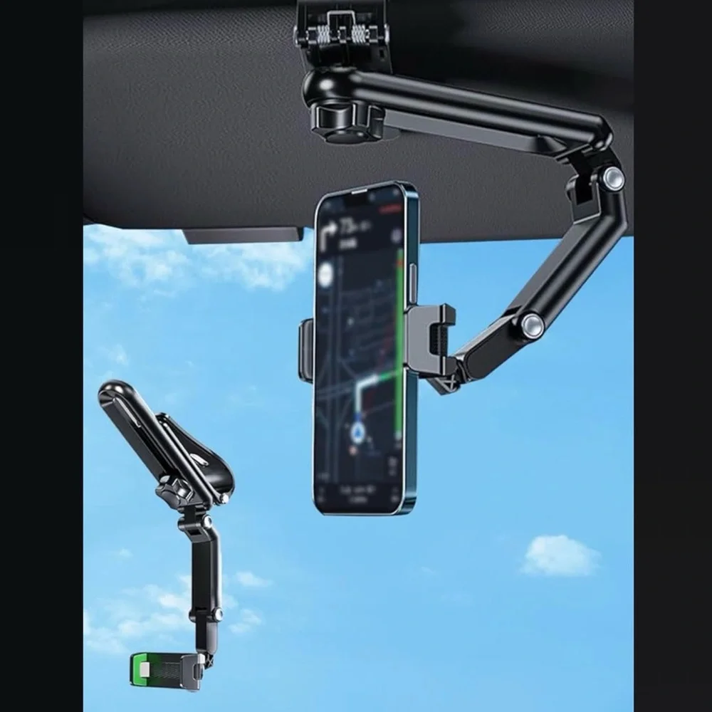 New Black 360° Rotatable Sun Visor Phone Mount Holder for Car
